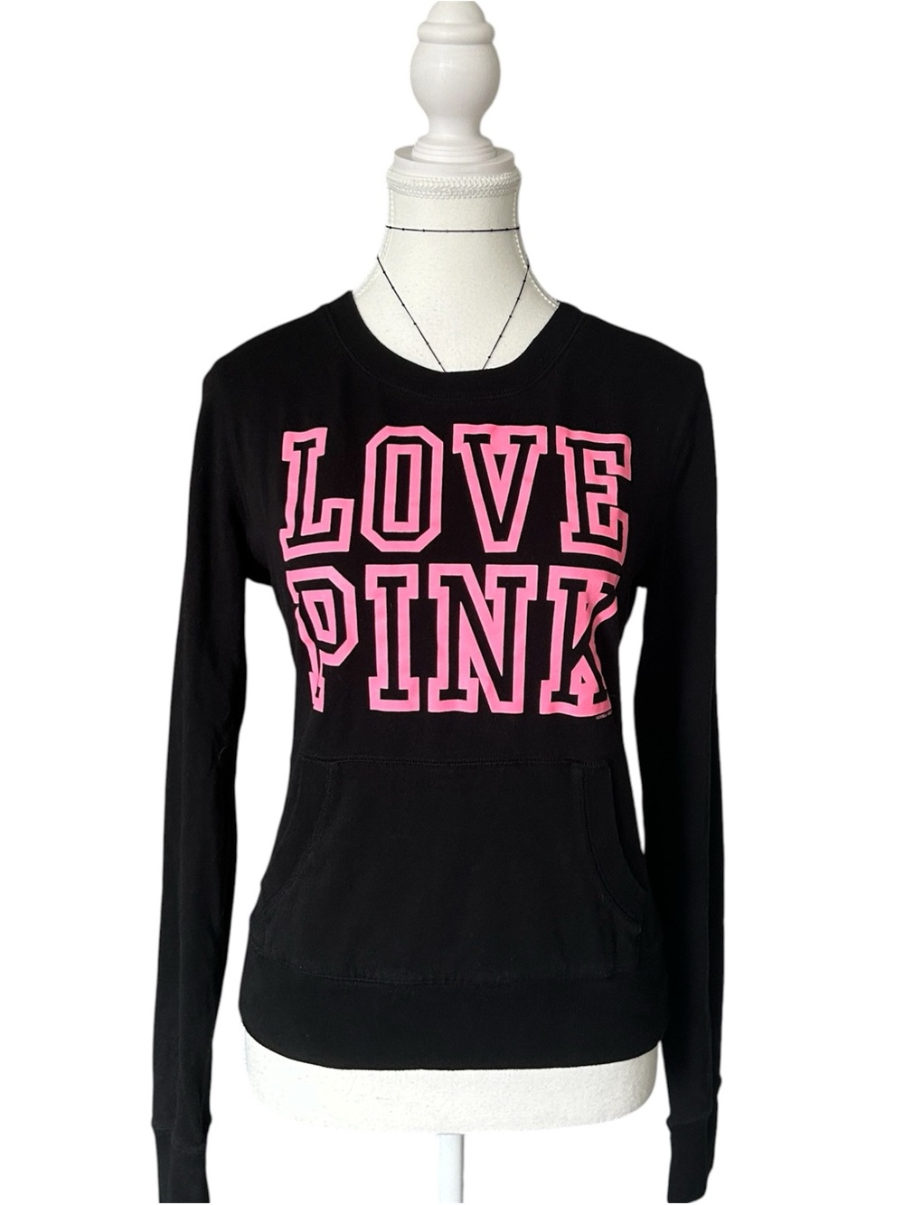 Y2K “PINK by Victoria’s Secret” Black and Pink Graphic Pullover Sweater
